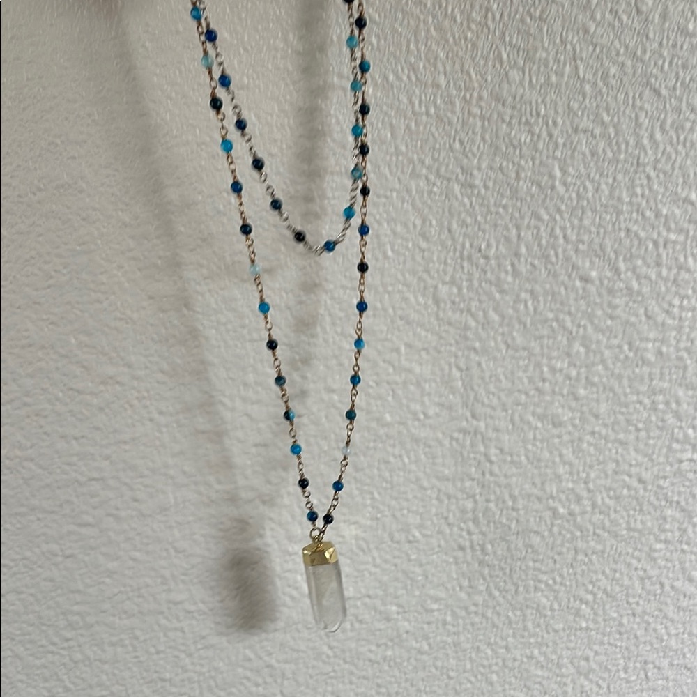 Beaded Necklace with Crystal Pendant
